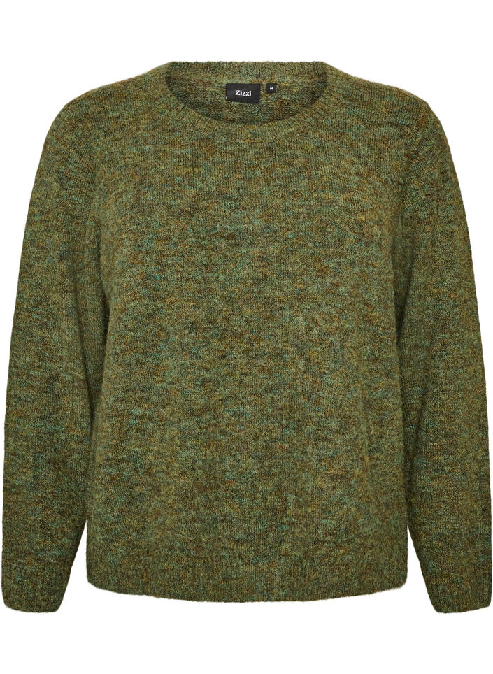 Luzny sweter z okraglym dekoltem, Zielony, Packshot image number 0