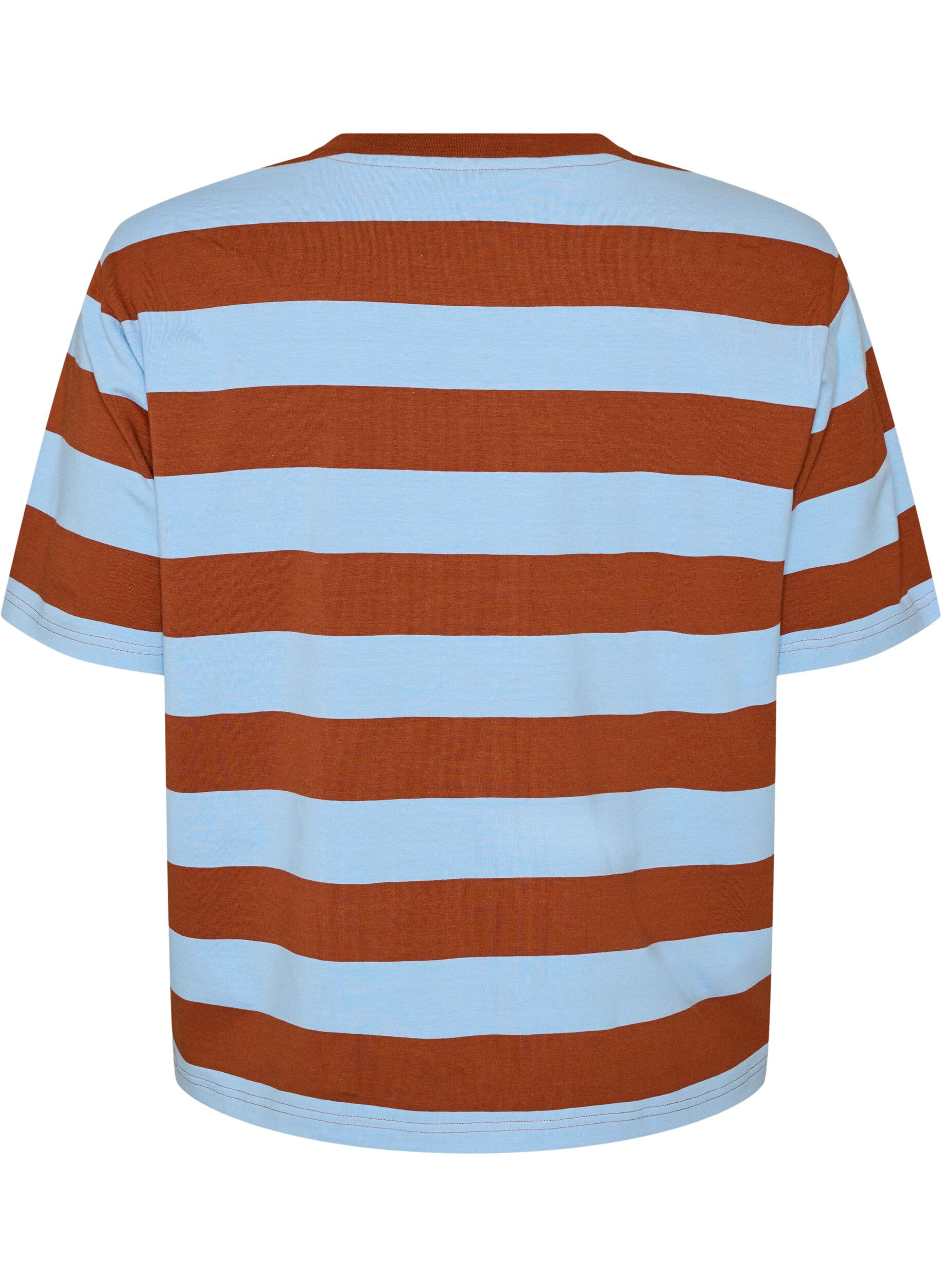 ZizziT-shirt w rozmiarze oversize z paskami i rekawami 1/2, Niebieskie, Packshot image number 1