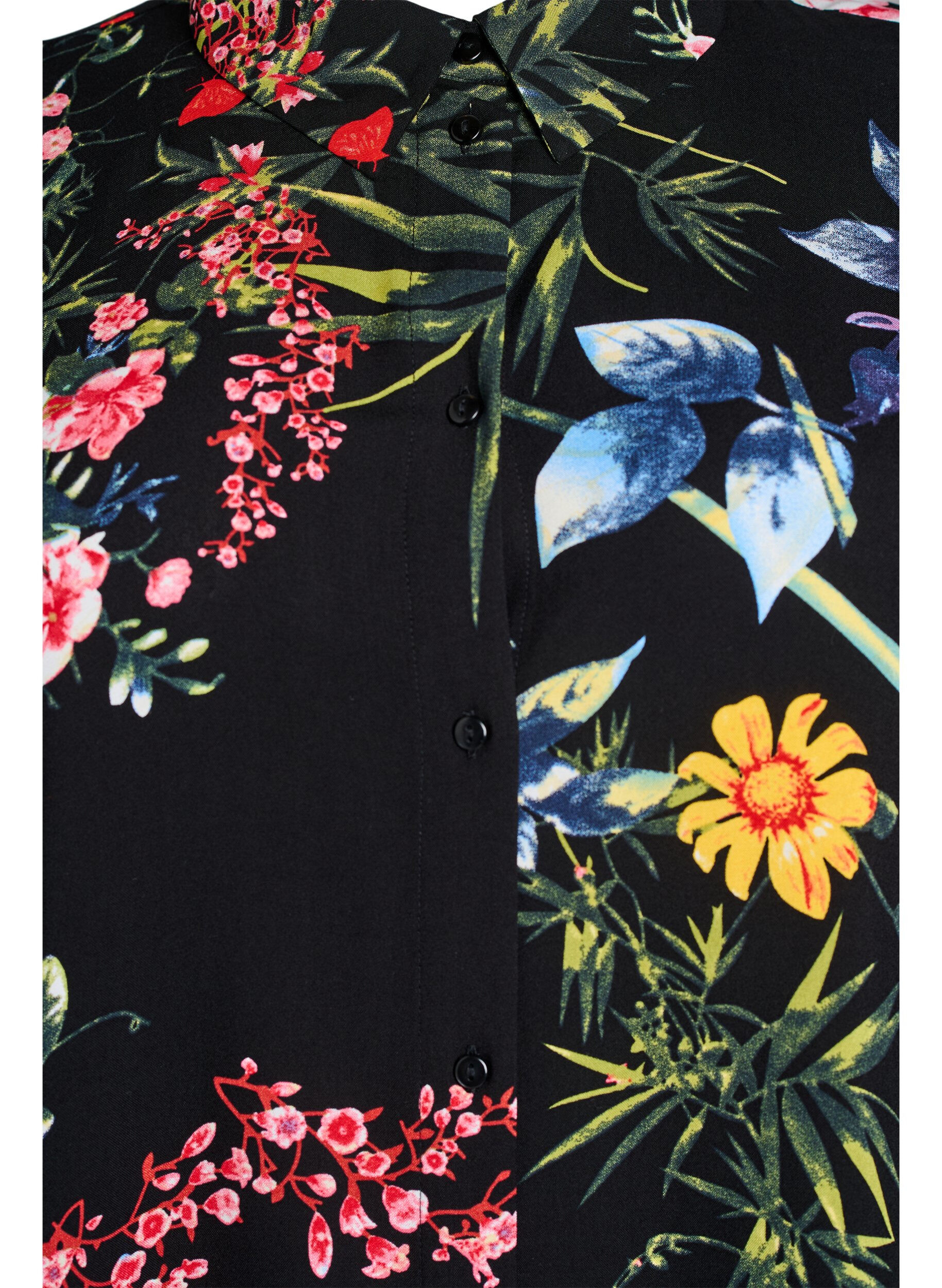 Zizzi Luzna koszula o przedluzonym kroju z wiskozy, Czarne, Packshot image number 2