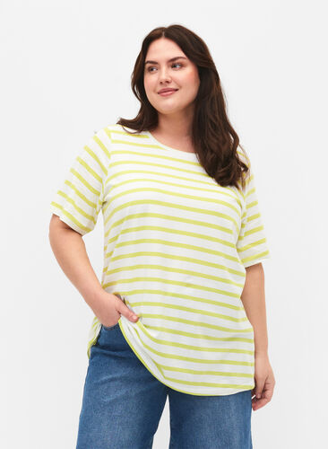 Bawelniana koszulka w paski, Wild Lime Stripes, Model image number 0