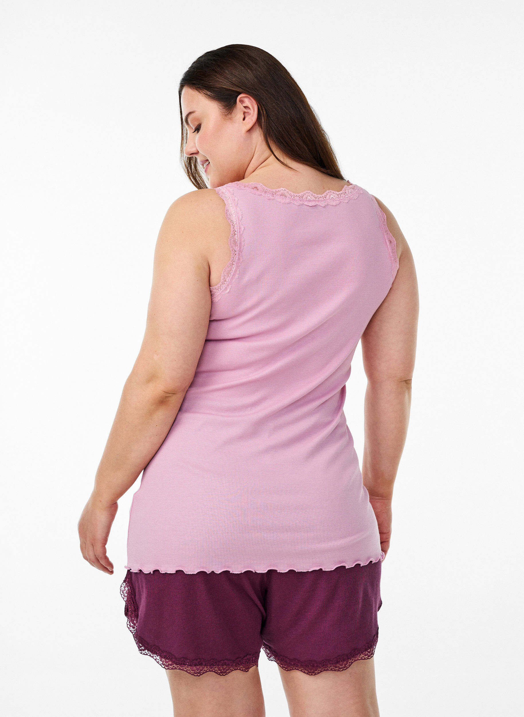 Zizzi Top z koronkowym wykonczeniem, R&oacute;żowy, Model image number 2