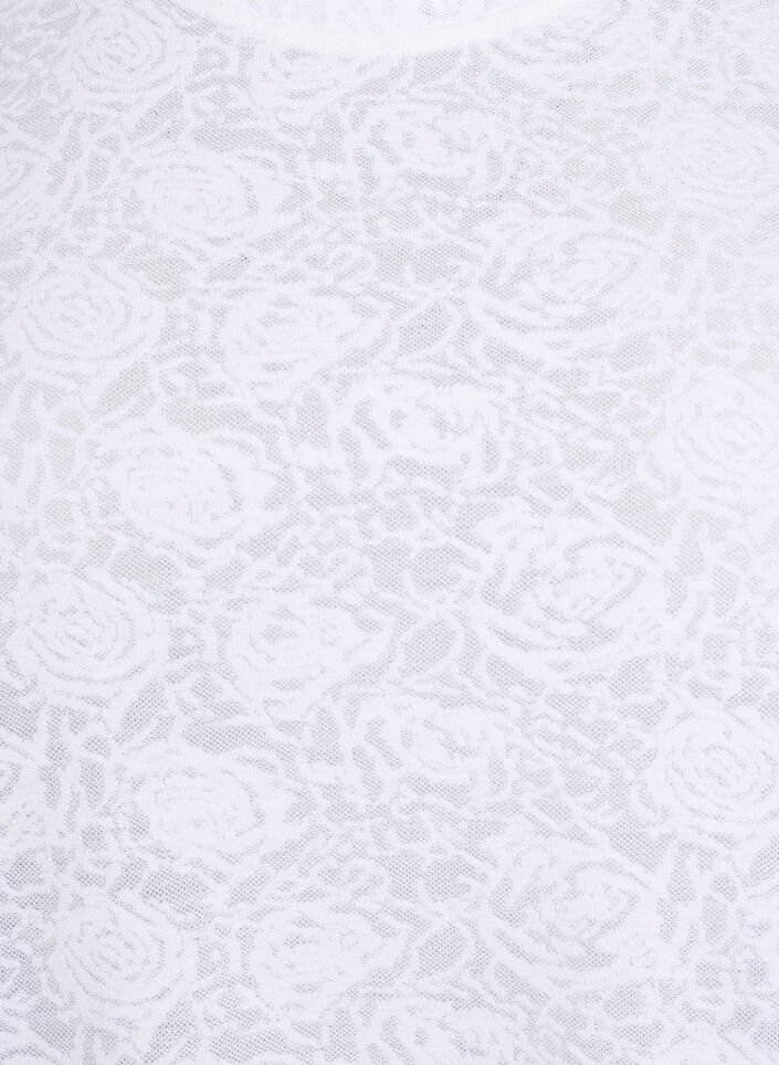 Bluzka z krótkim rekawem i wzorem w róze, Biały, Packshot image number 2