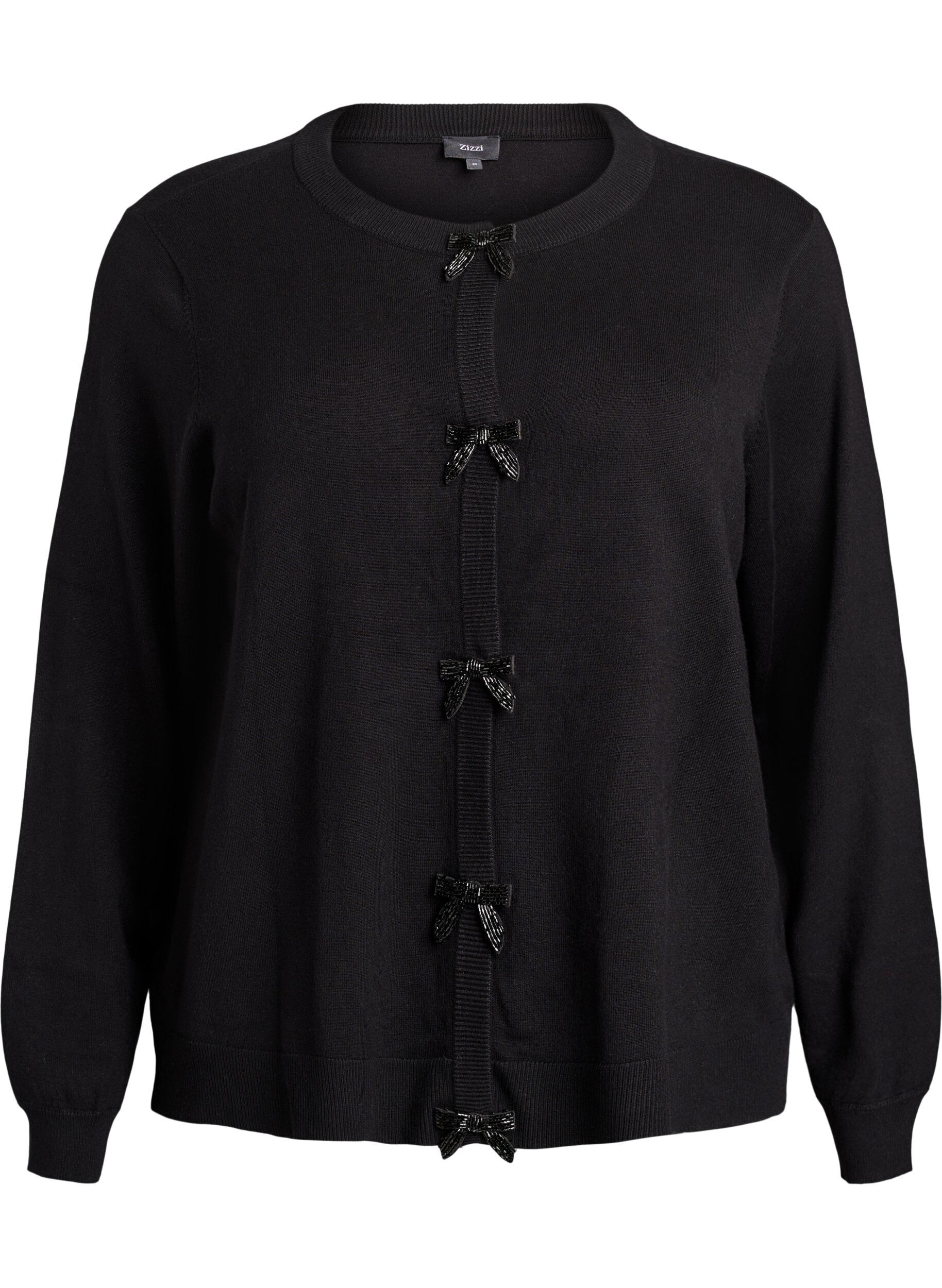 Kardigan na zatrzaski z kokardkami wyszywanymi perelkami