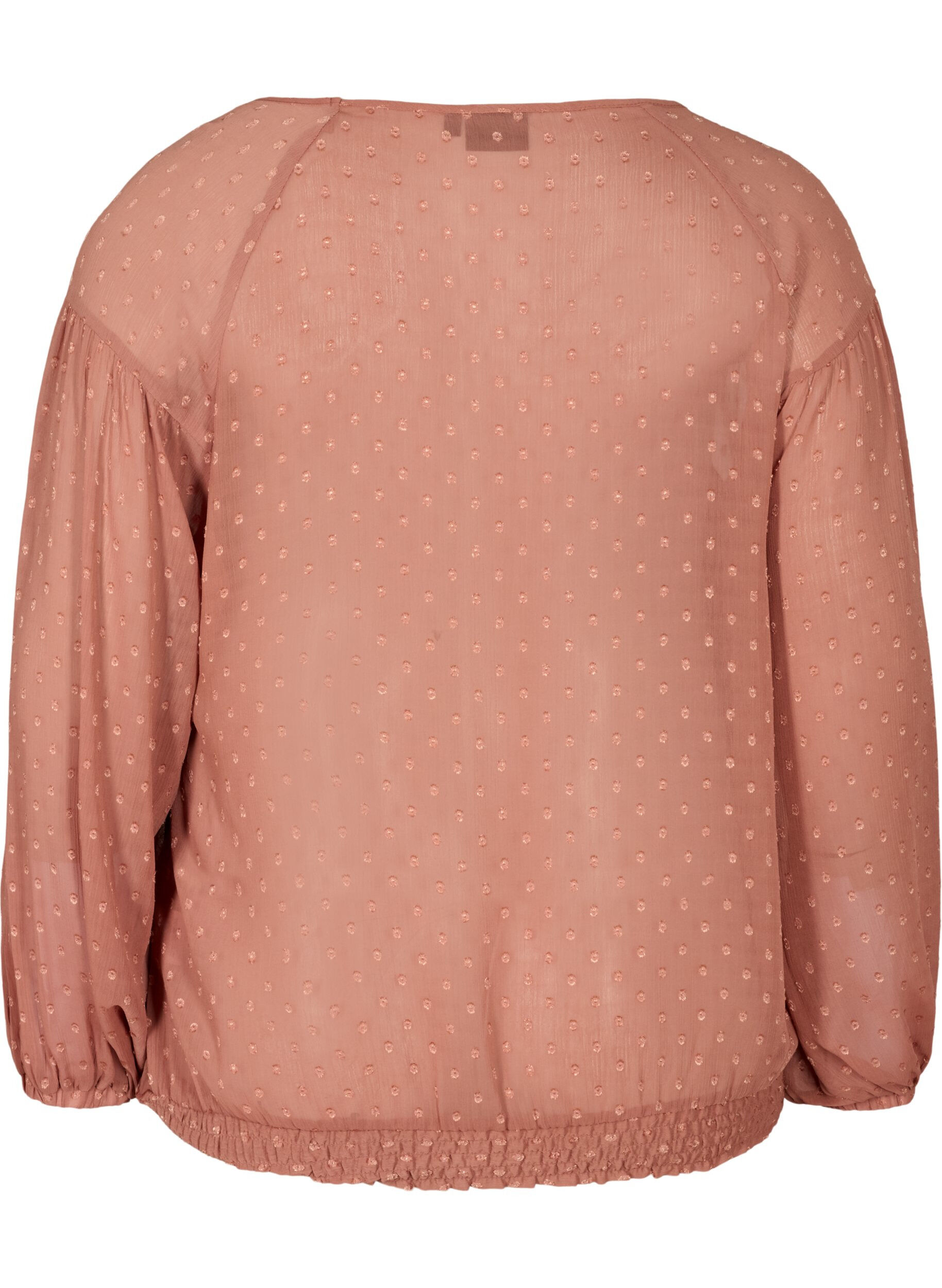 Zizzi Long-sleeved mesh blouse with smocking, Burlwood, Packshot image number 1