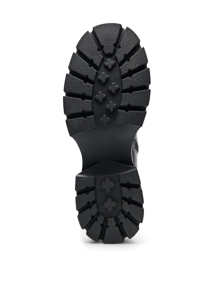 Dlugie buty ze sztucznej sk&oacute;ry z grubego podeszwa, Czarne, Packshot image number 4