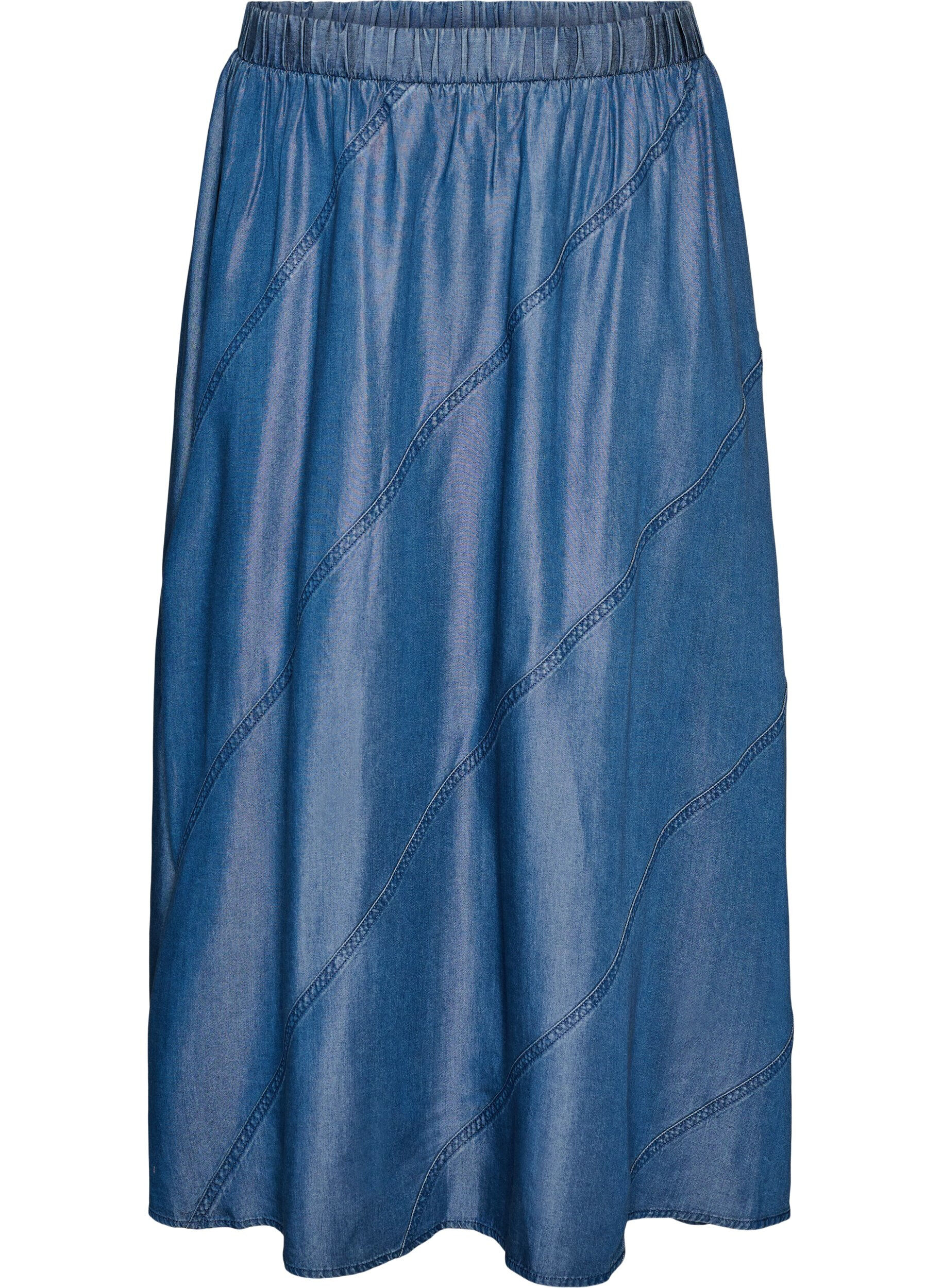 ZizziSp&oacute;dnica maxi w stylu dzinsowym uszyta z materialu TENCEL&trade; Lyocell, Niebieskie, Packshot image number 0