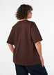 T-shirt z dzetami i okraglym dekoltem, Brązowy, Model image number 2