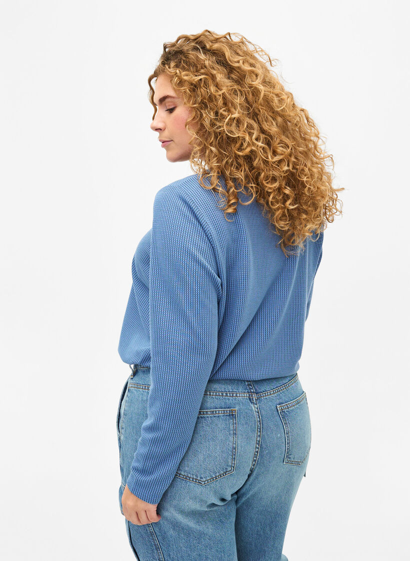 Teksturowana trapezowa bluzka, Quiet Harbor, Model image number 1