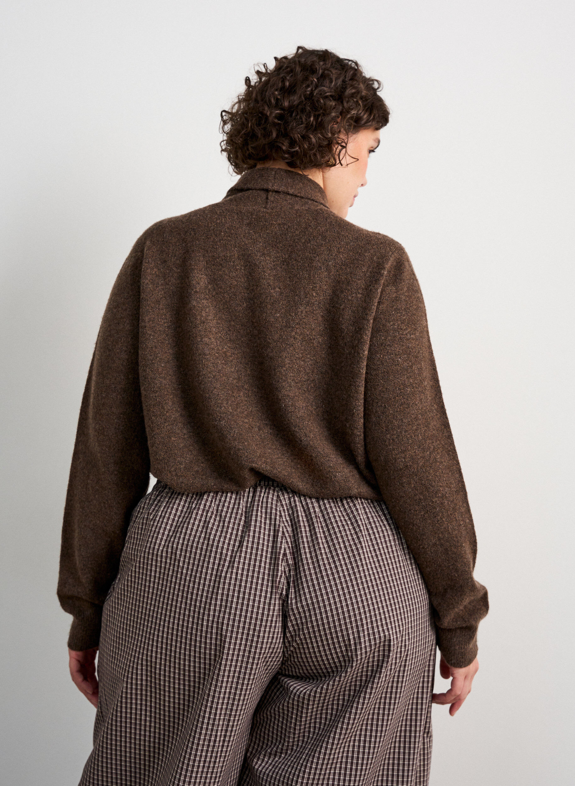 ZizziKardigan z wiazaniami na kokardki i guzikami, Brązowy, Model image number 2