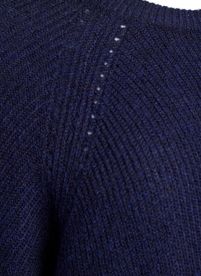 Prazkowany sweter z rekawami 3/4, Niebieskie, Packshot image number 3