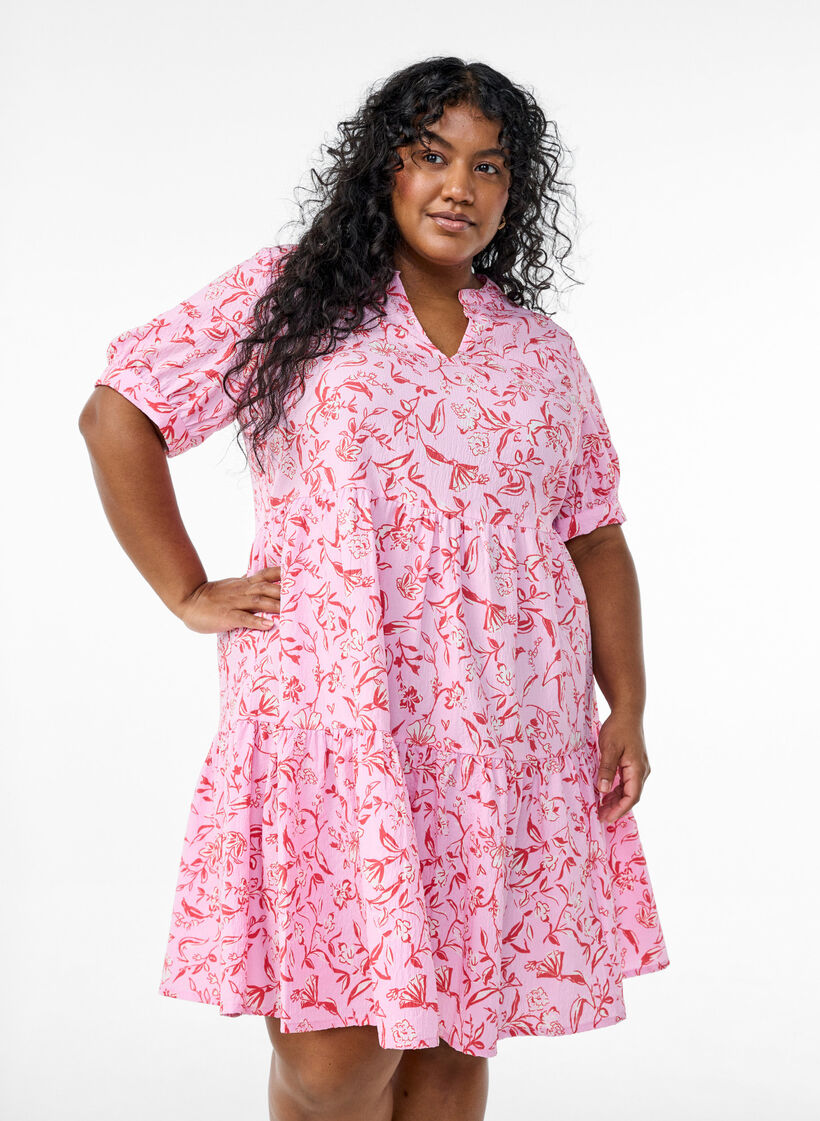 Kr&oacute;tka trapezowa sukienka, Fioletowy, Model image number 0