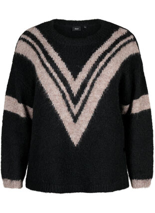 Dzianinowy sweter w paski, Black Comb, Packshot image number 0