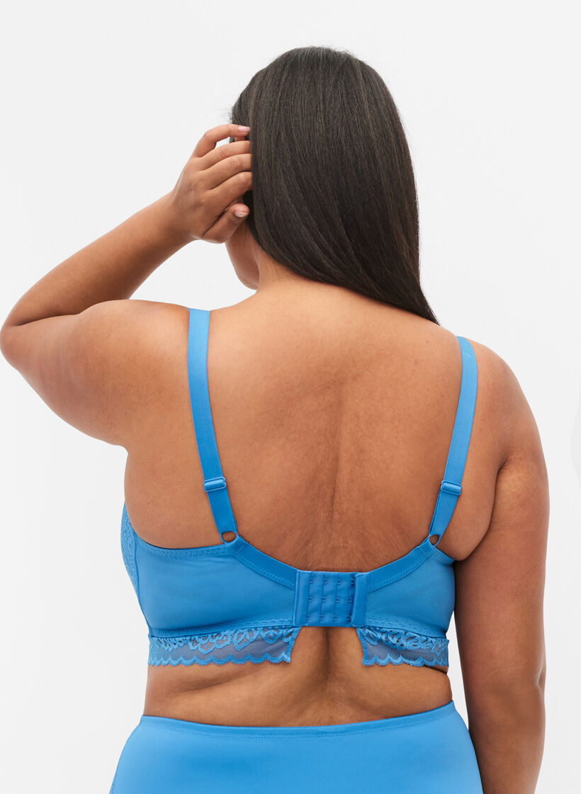 Biustonosz z koronka i miekkim wypelnieniem, Niebieskie, Model image number 1