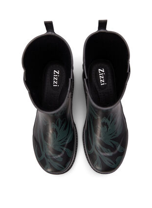 Krótkie, szerokie gumowe buty z nadrukiem, B. Teal Flower AOP, Packshot image number 2