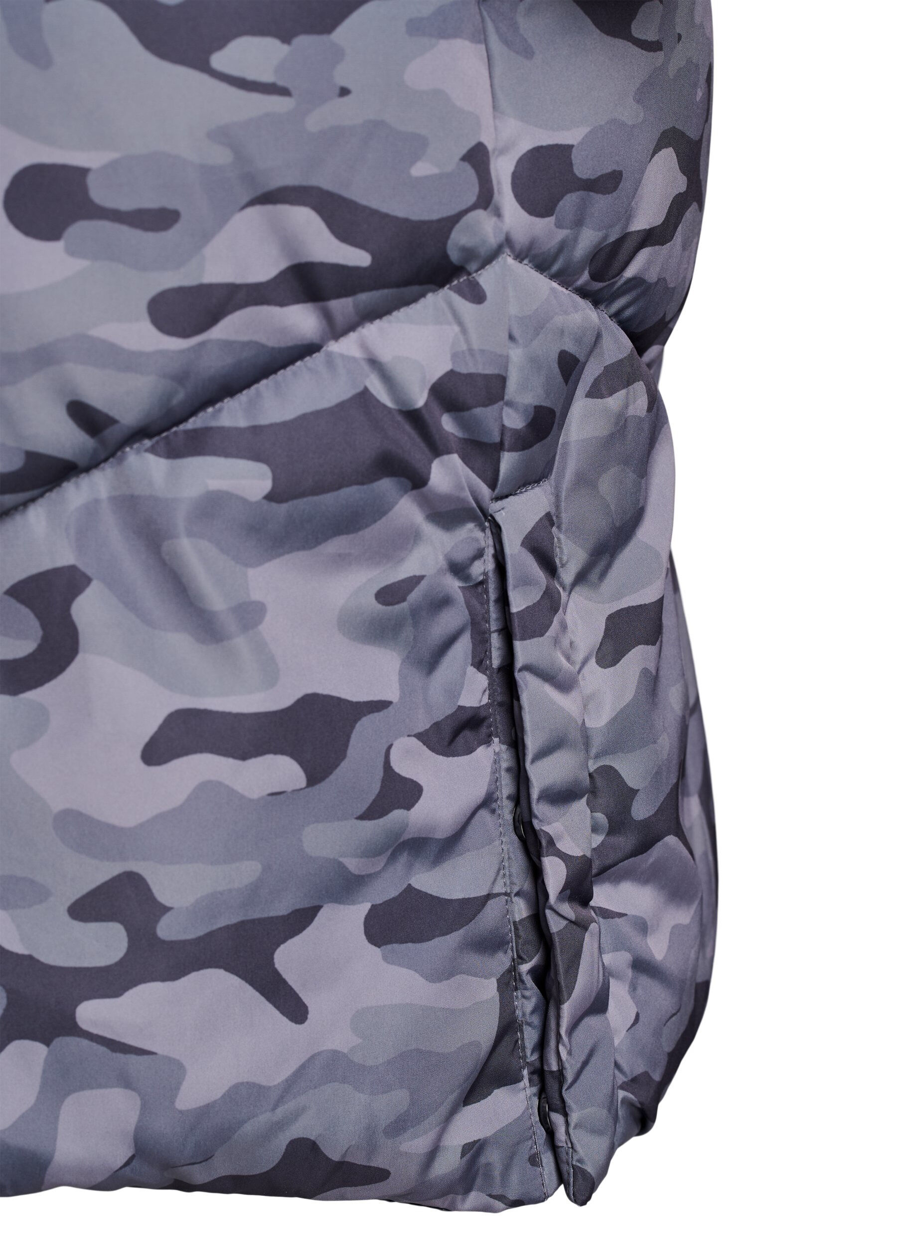 ZizziDluga kurtka puchowa z wzorem moro, Ciemnoszary, Packshot image number 4