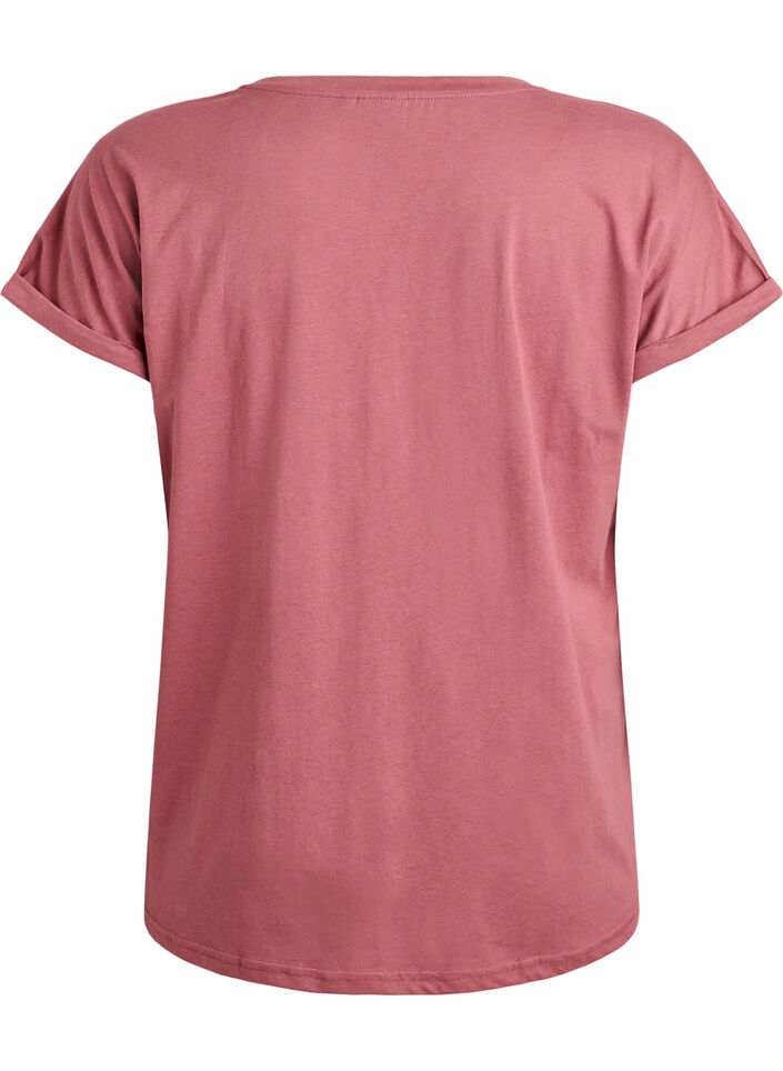 T-shirt z kr&oacute;tkim rekawem w mieszance bawelny, R&oacute;żowy, Packshot image number 1