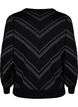 Blyszczacy, dzianinowy sweter z okraglym dekoltem, Black w.S.L.Stripes, Packshot image number 1