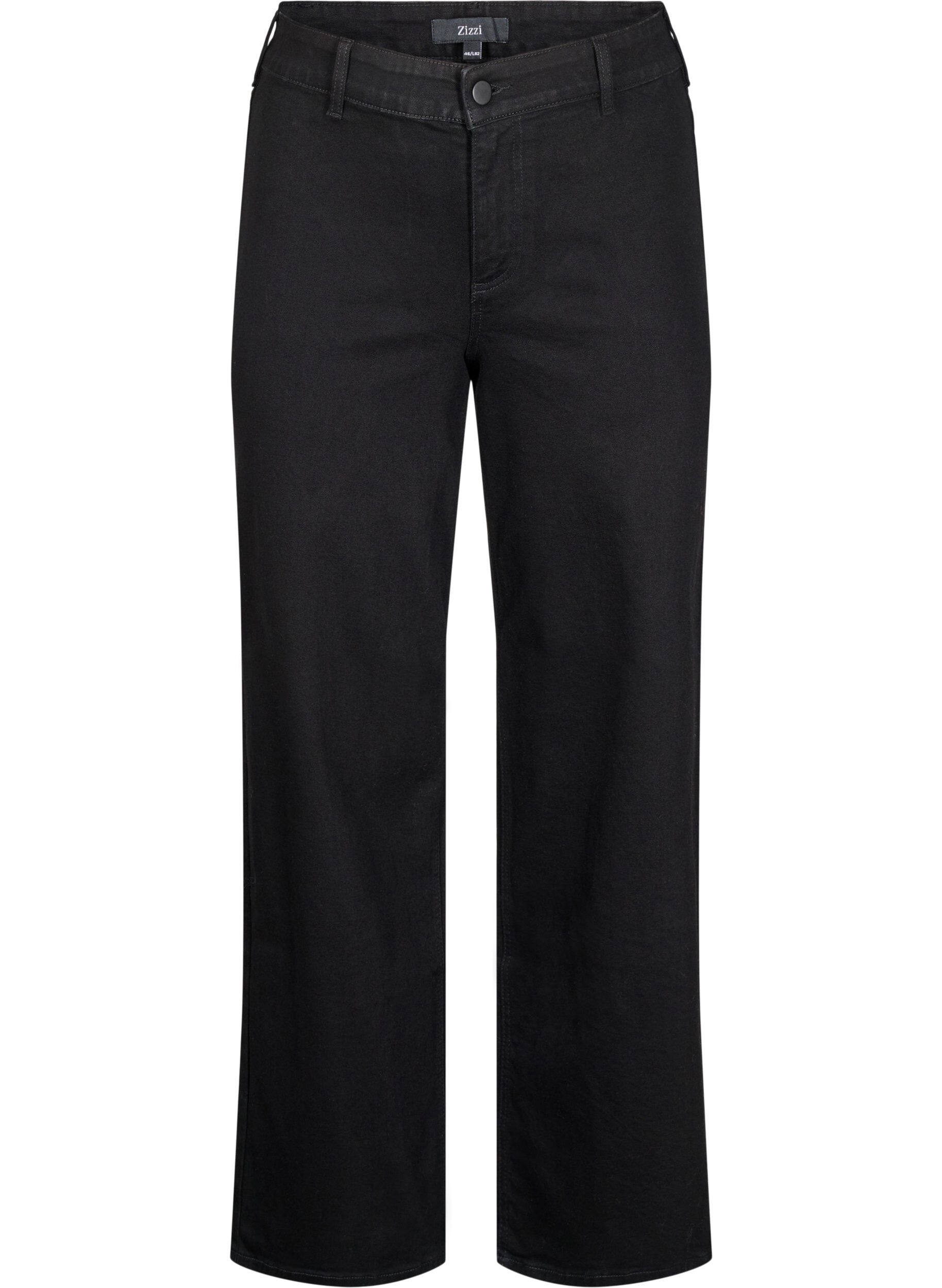 Zizzi Jeansy z wysokim stanem i szerokimi nogawkami, Czarne, Packshot image number 0