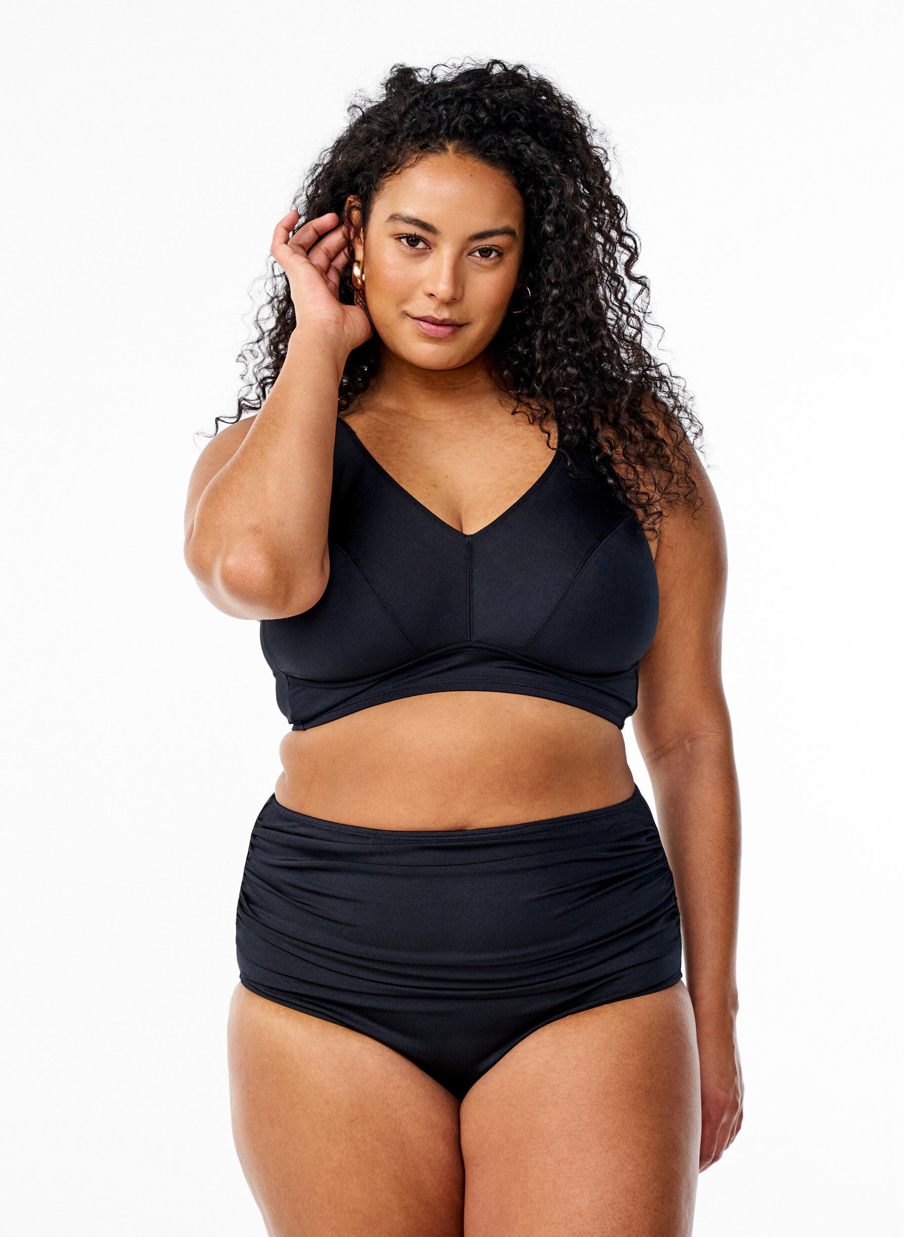 Zizzi G&oacute;ra od bikini w pelni zakrywajaca cialo, Czarne, Model image number 1