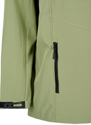 Krótka kurtka softshell z kieszeniami, Oil Green, Packshot image number 3