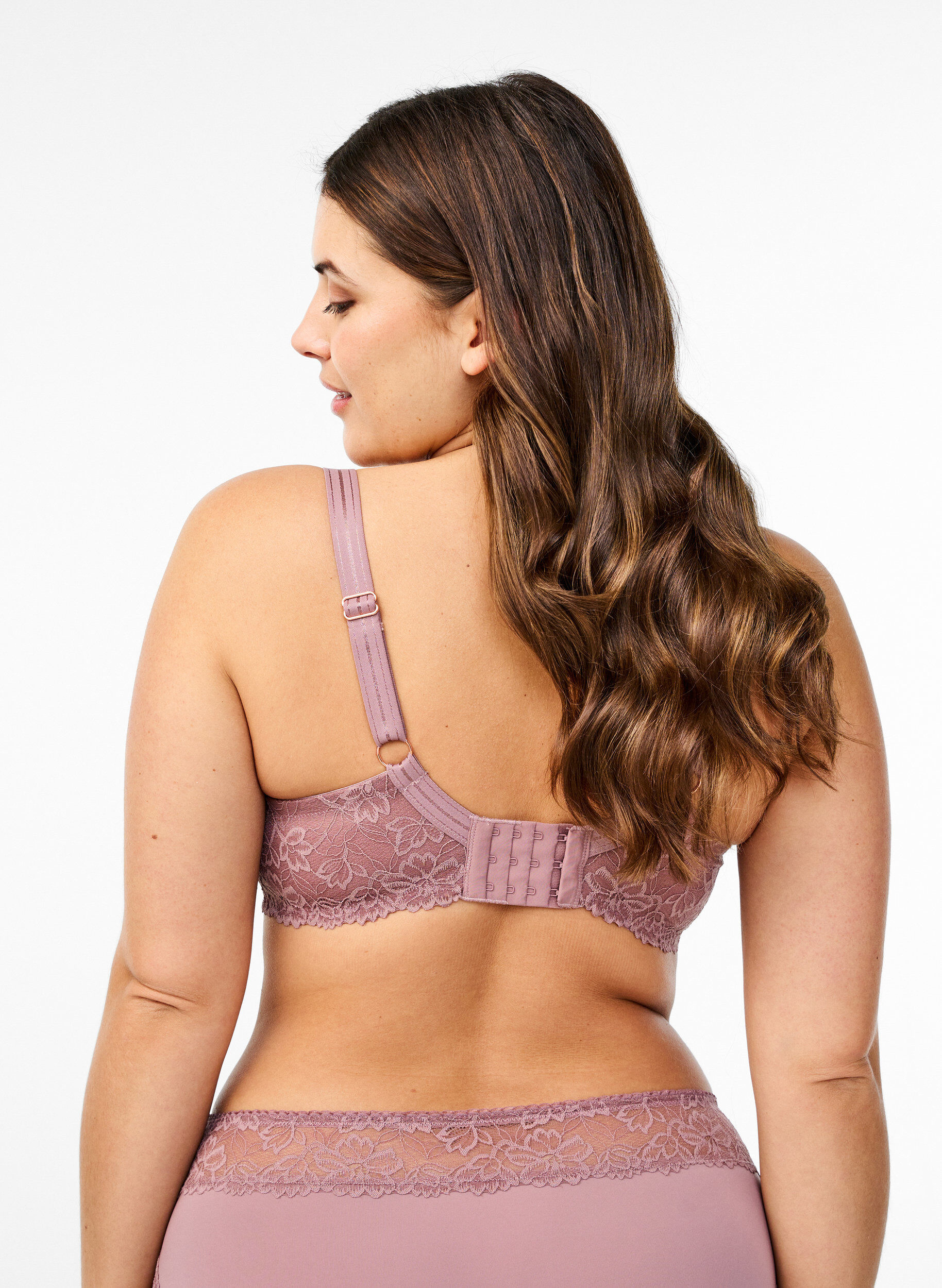 Zizzi Pelny biustonosz z siateczki z koronka, R&oacute;żowy, Model image number 1