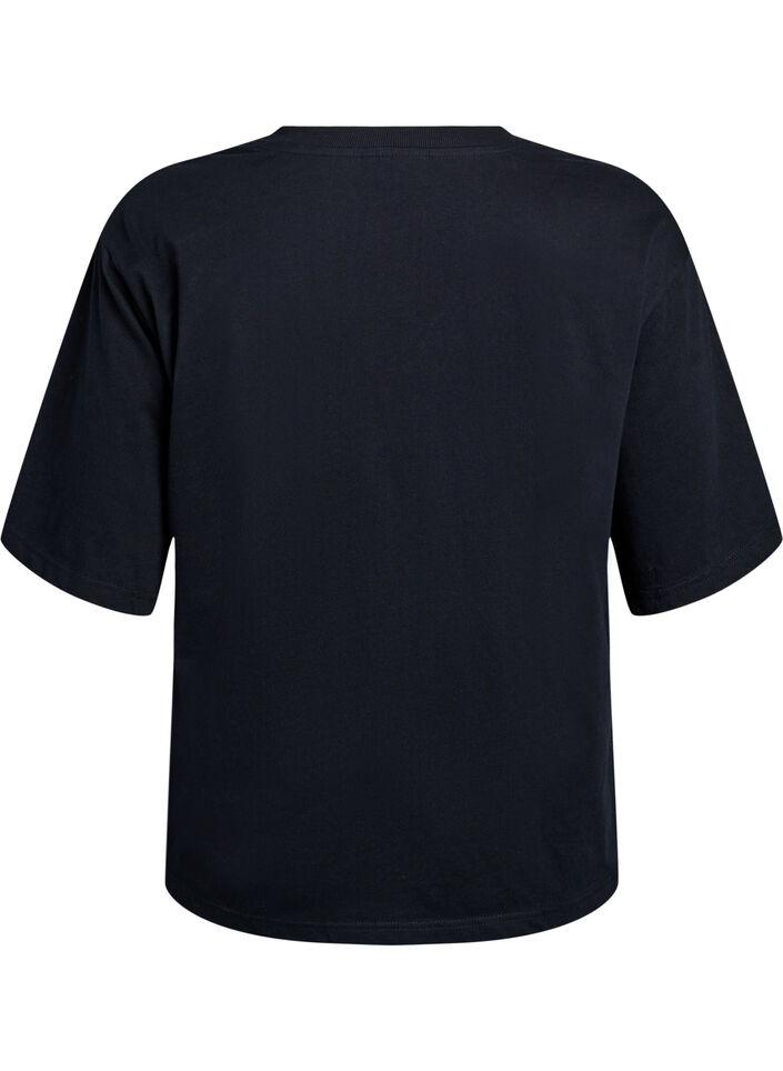 T-shirt oversize z nadrukiem Racing, Czarne, Packshot image number 1