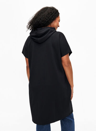 Sukienka dresowa z krótkim rekawem z mieszanki modalu, Black, Model image number 1