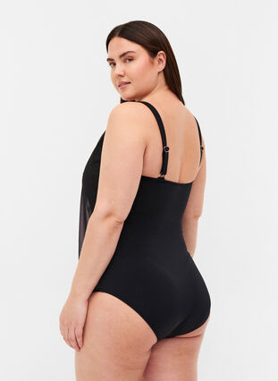 Swimsuit with Mesh Details, Black, Model image number 1