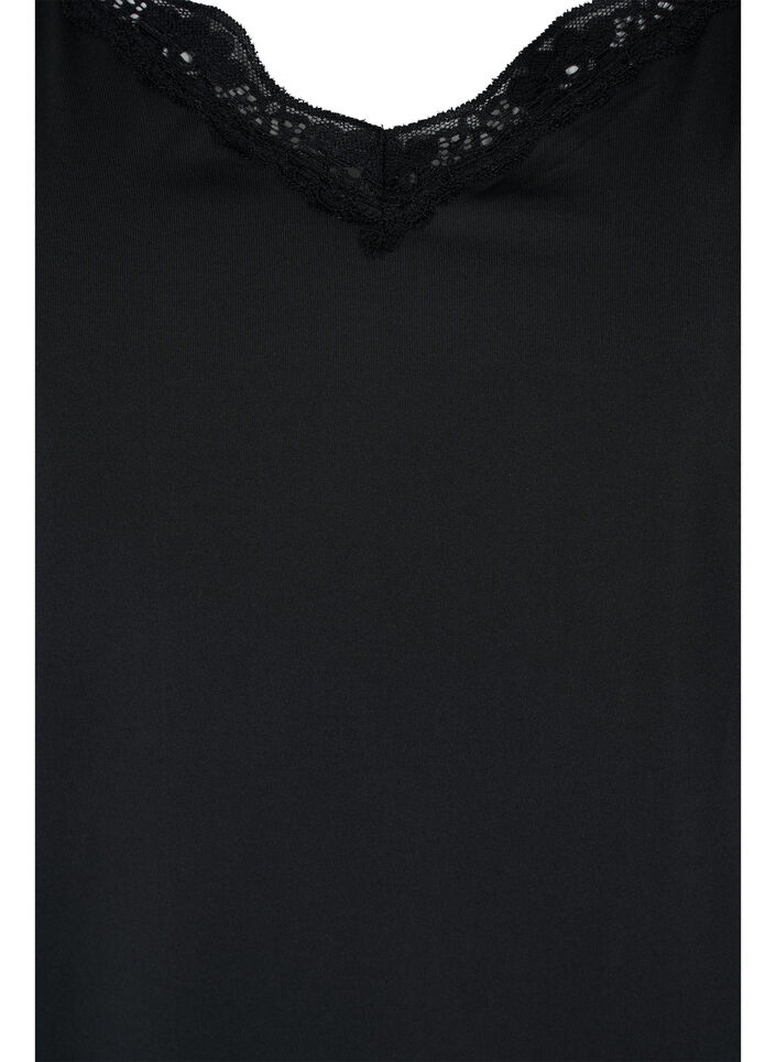 Night top with lace details, Black, Packshot image number 2
