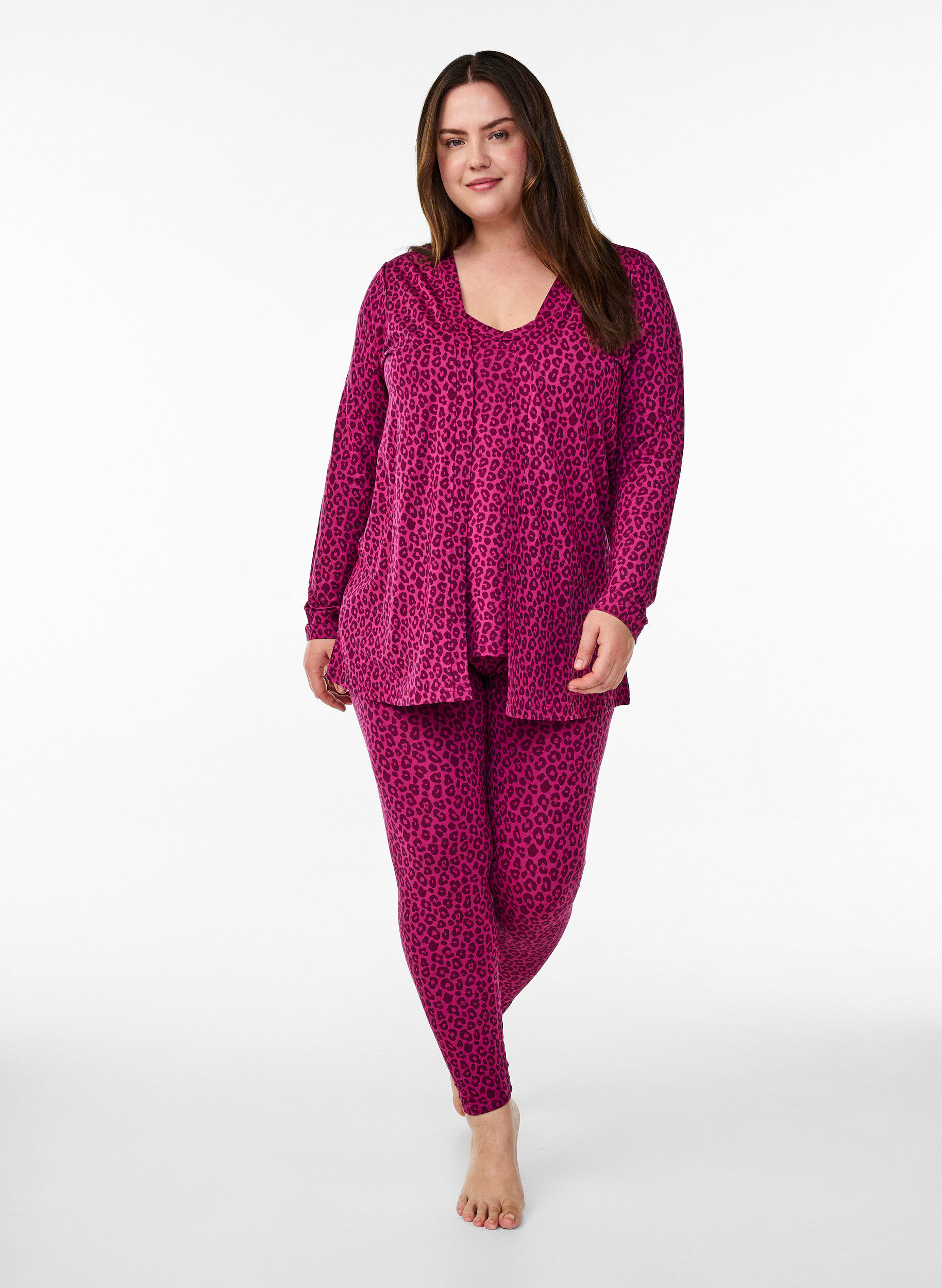 Zizzi Kr&oacute;tkie kimono z wiskozy, R&oacute;żowy, Model image number 1