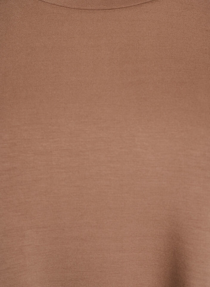 Bluzka z dzianiny z okraglym dekoltem, Brązowy, Packshot image number 2