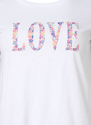 Bawelniana koszulka z okraglym dekoltem i nadrukiem, Bright White W. Love, Packshot image number 2