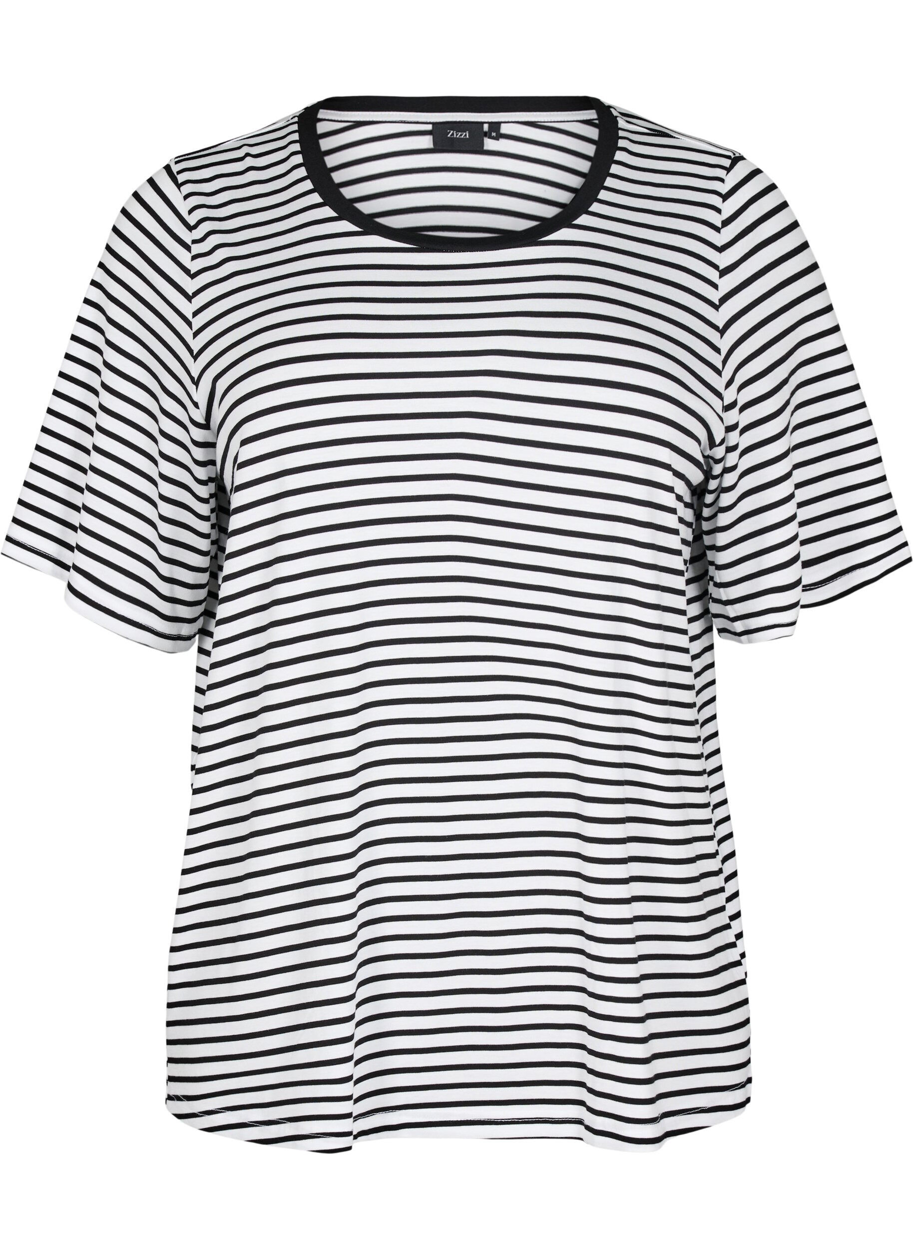 ZizziKoszulka z TENCEL&trade; Lyocell i paskami, Biały, Packshot image number 0