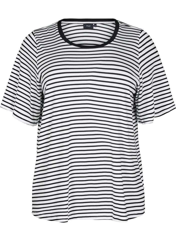 Koszulka z TENCEL&trade; Lyocell i paskami, Biały, Packshot image number 0