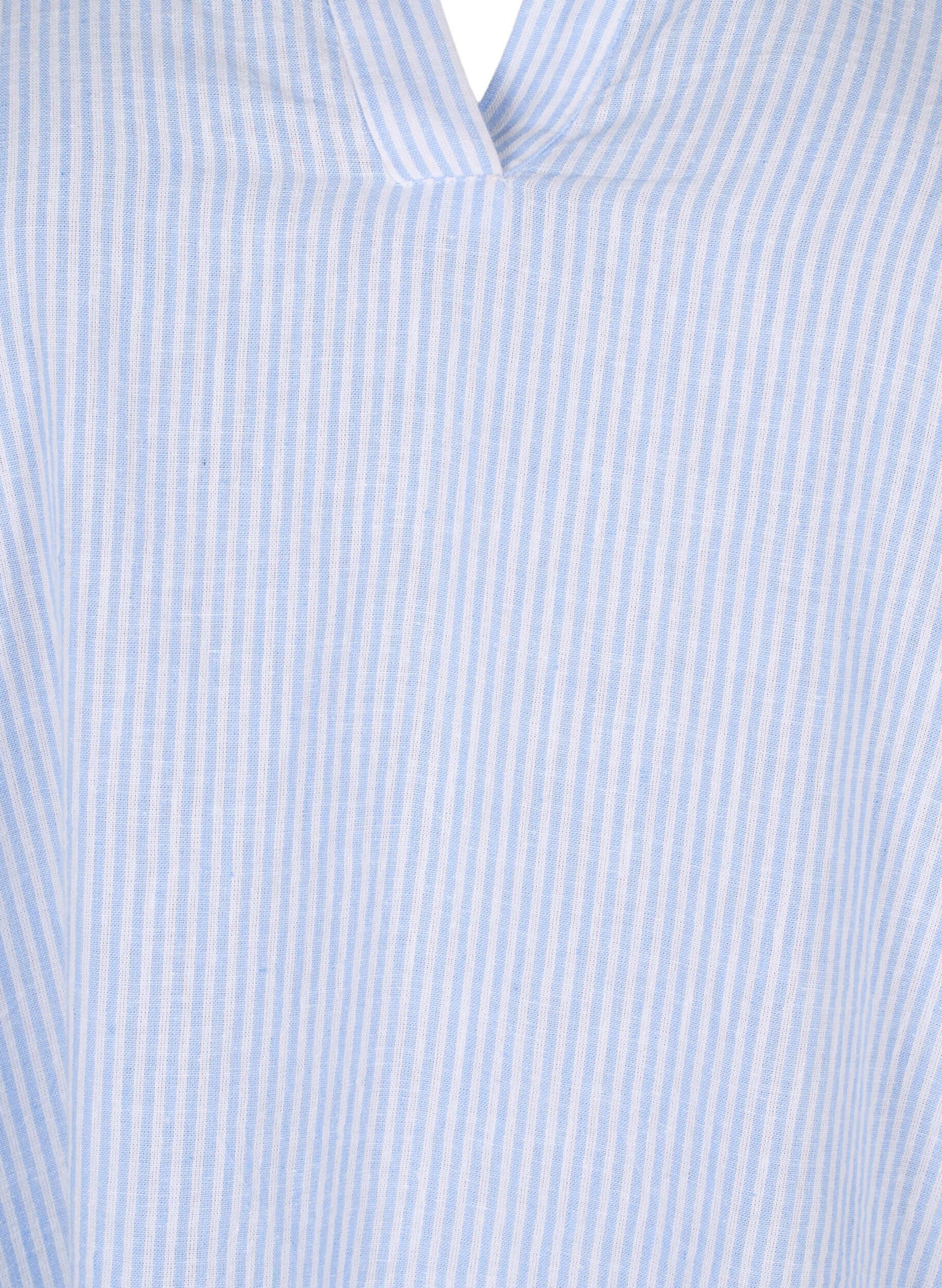 Zizzi Sukienka w paski wykonana z bawelny i lnu, Serenity Wh. Stripe, Packshot image number 2