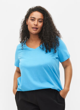 2-pack podstawowa koszulka bawelniana, Bonnie Blue/Black, Model image number 0