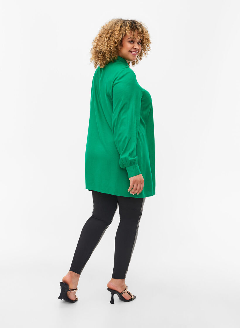 Leggings with faux leather, Black, Model image number 1