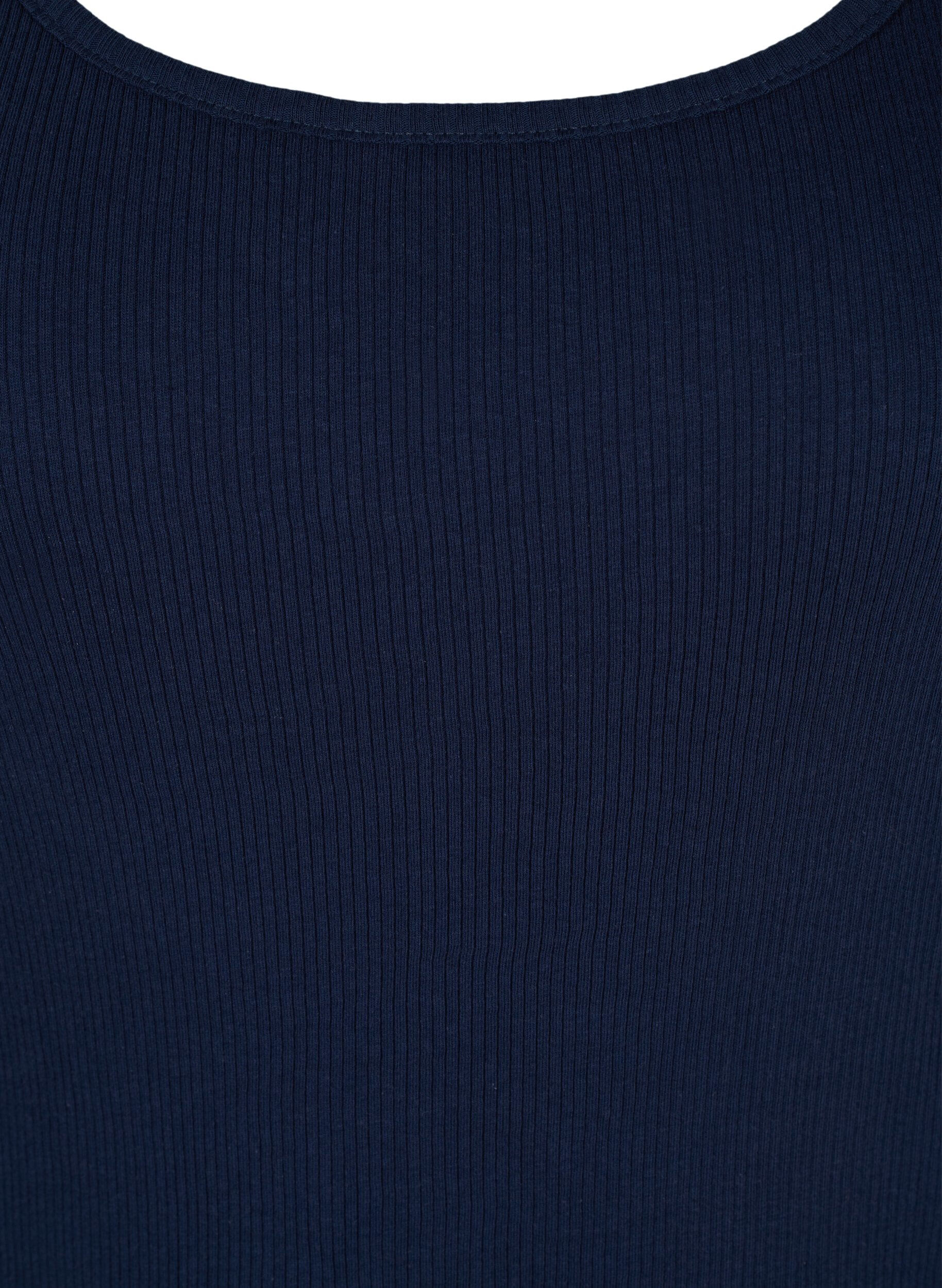 Zizzi 2-pack podstawowy podkoszulek w prazki, Black/Navy Blazer, Packshot image number 3