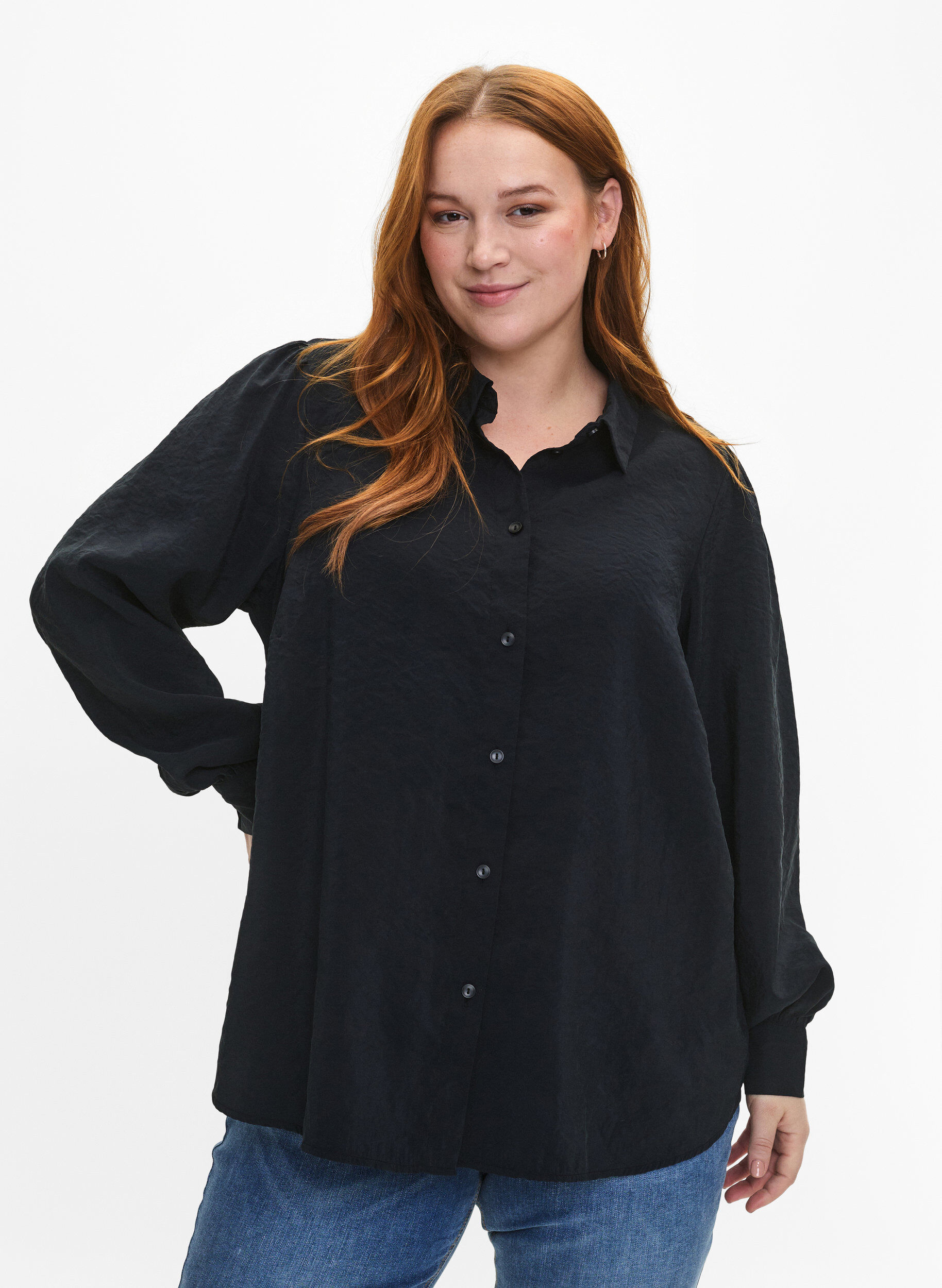 Zizzi Koszula z dlugim rekawem z modalu TENCEL&trade;, Black, Model image number 0