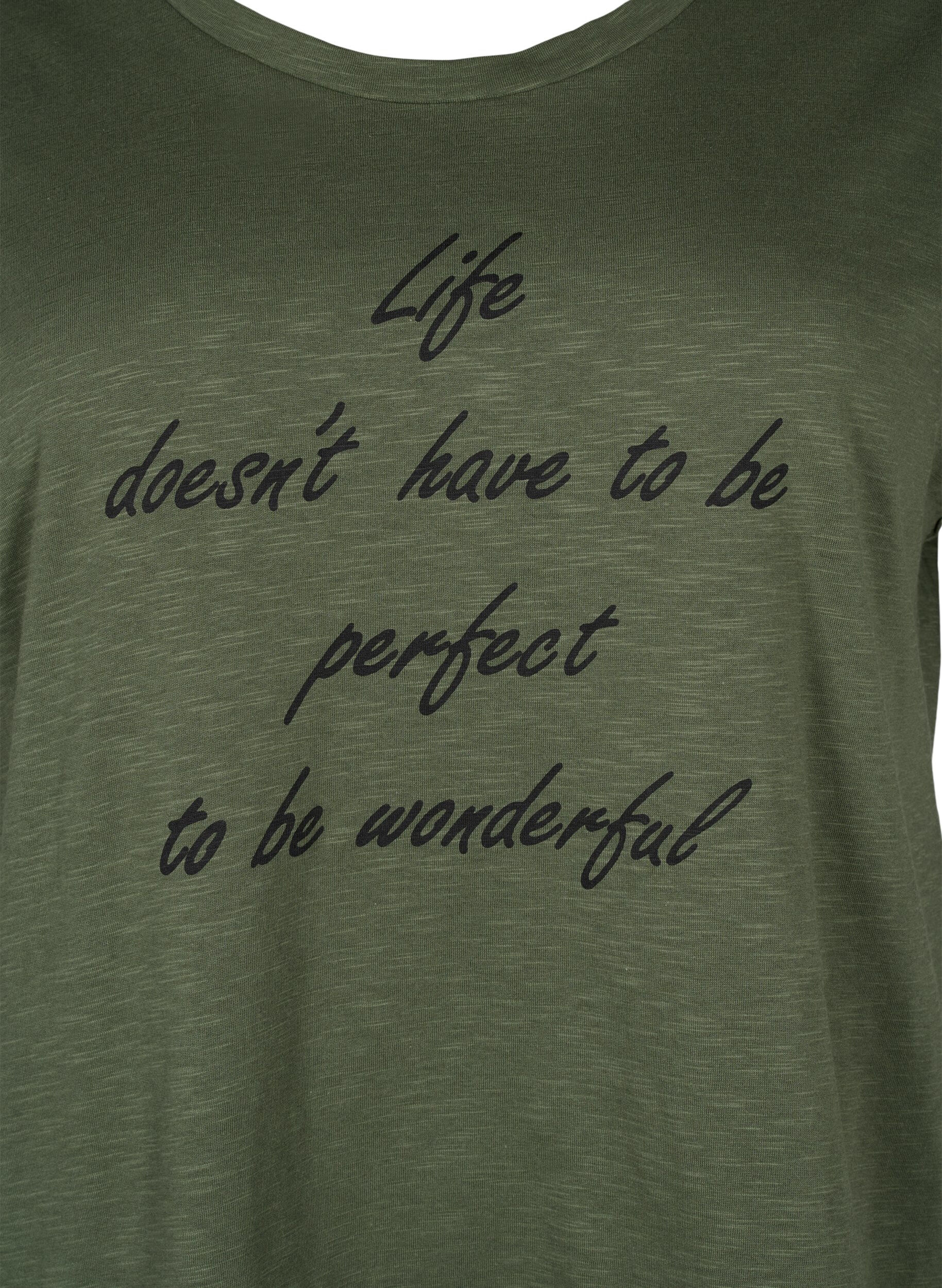 Zizzi Koszulka z organicznej bawelny z nadrukiem, Thyme w. Black Print, Packshot image number 2