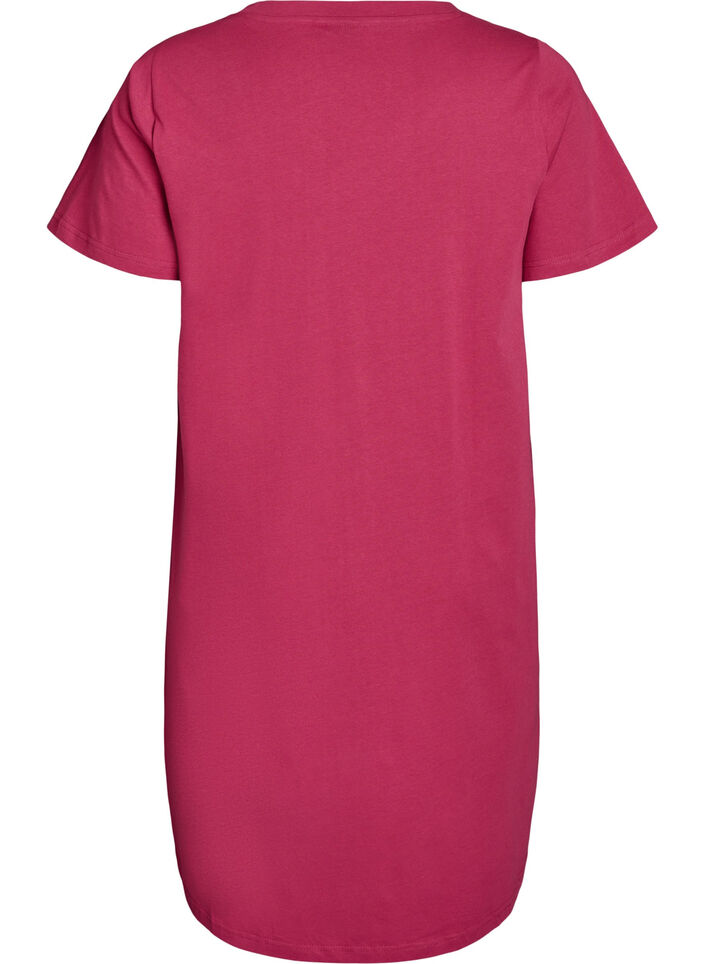 Koszula nocna z bawelny organicznej z dekoltem w szpic, Czerwony, Packshot image number 1