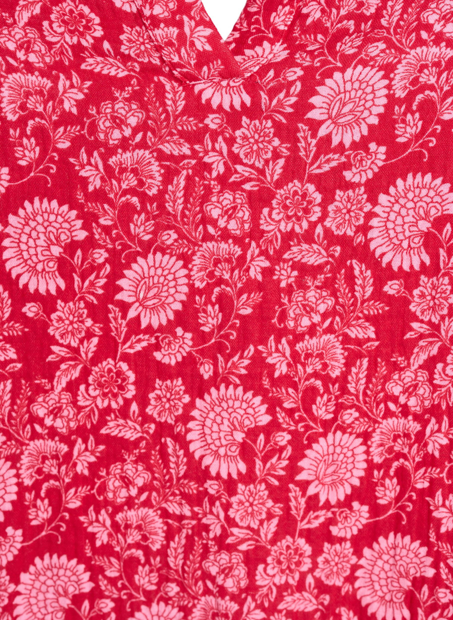 Zizzi Kr&oacute;tka sukienka o linii A z bawelnianego muslinu, Czerwony, Packshot image number 2