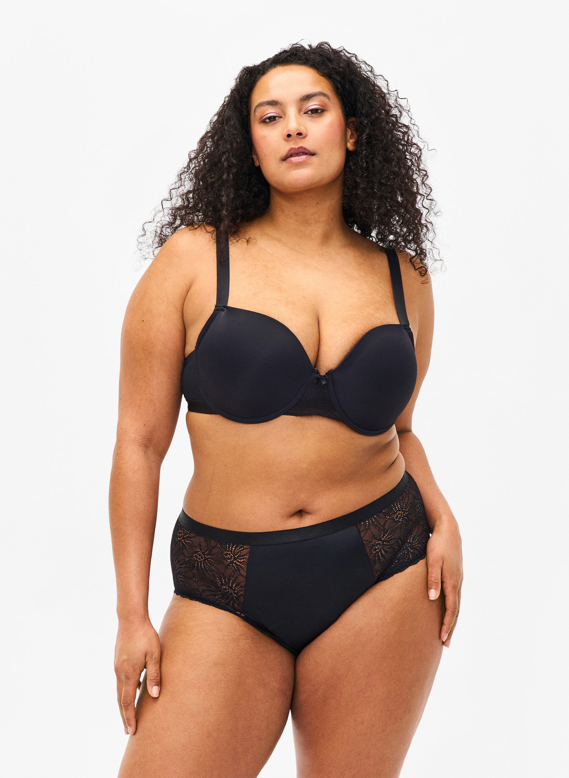 Zizzi Majtki menstruacyjne typu hipster z koronka, Black, Model image number 0