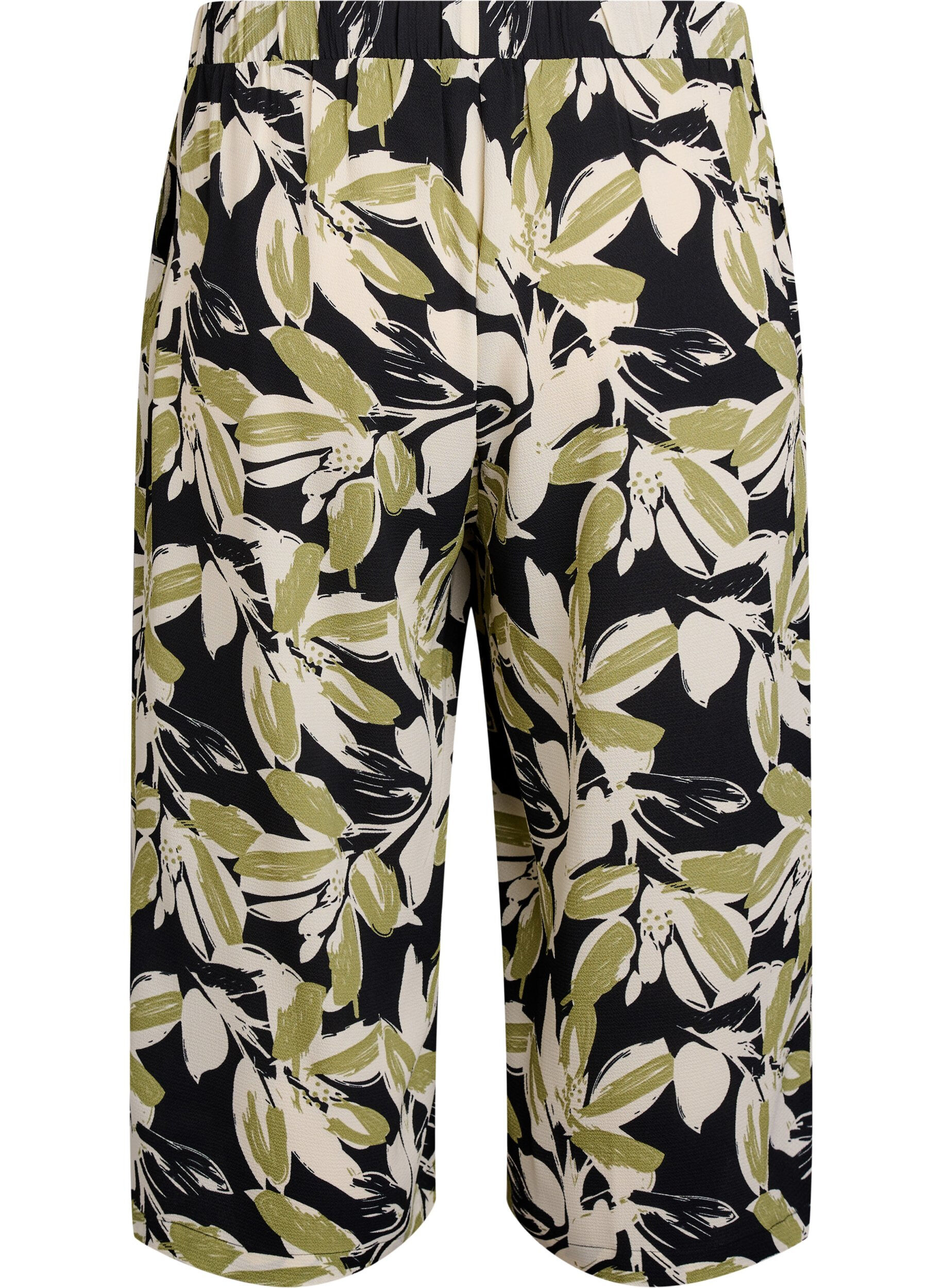 Zizzi Spodnie culotte z nadrukiem, Czarne, Packshot image number 1