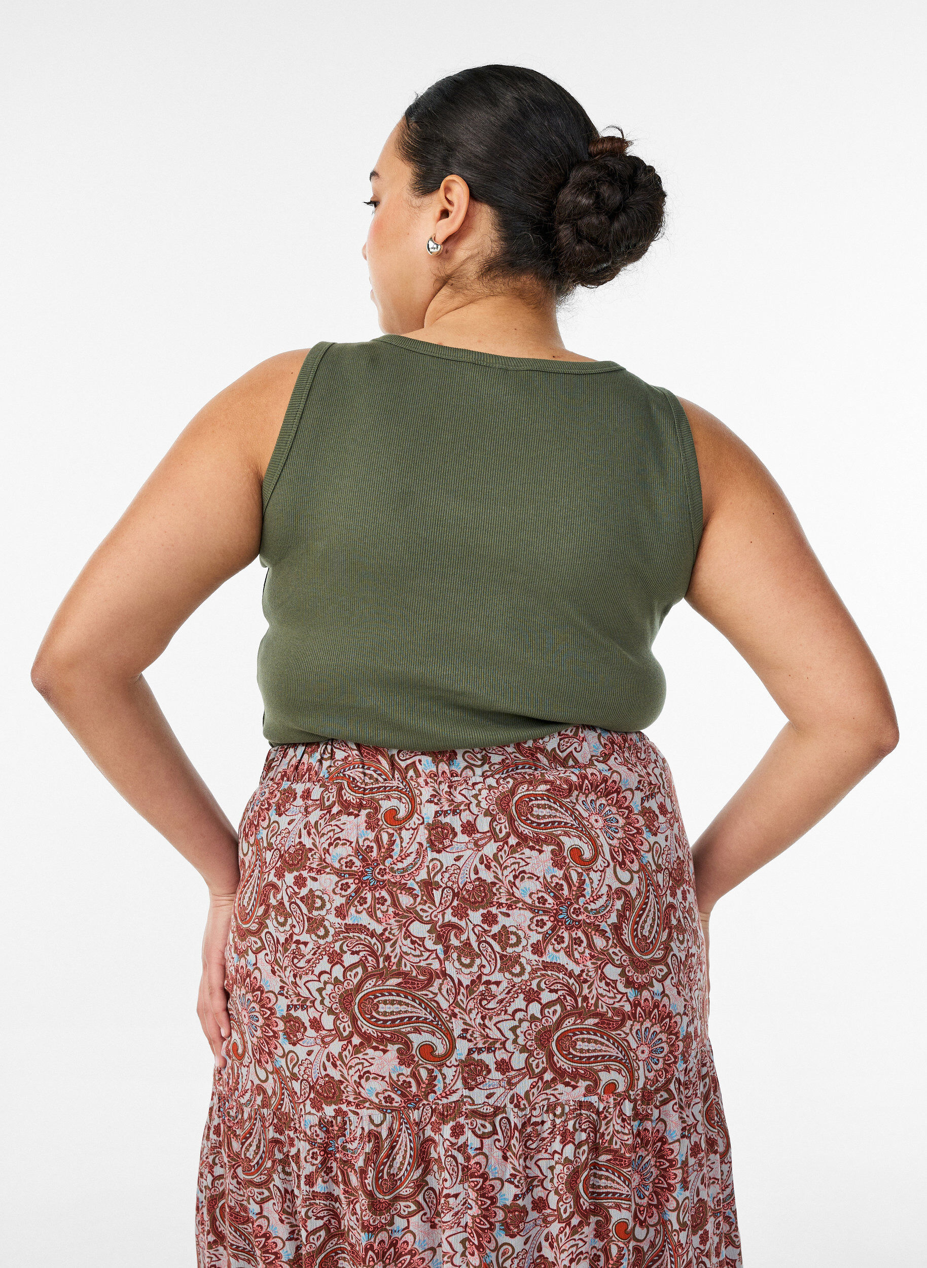 ZizziDopasowany top z motywem, Zielony, Model image number 2