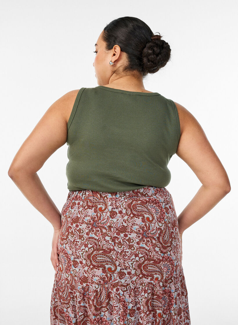 Dopasowany top z motywem, Zielony, Model image number 2