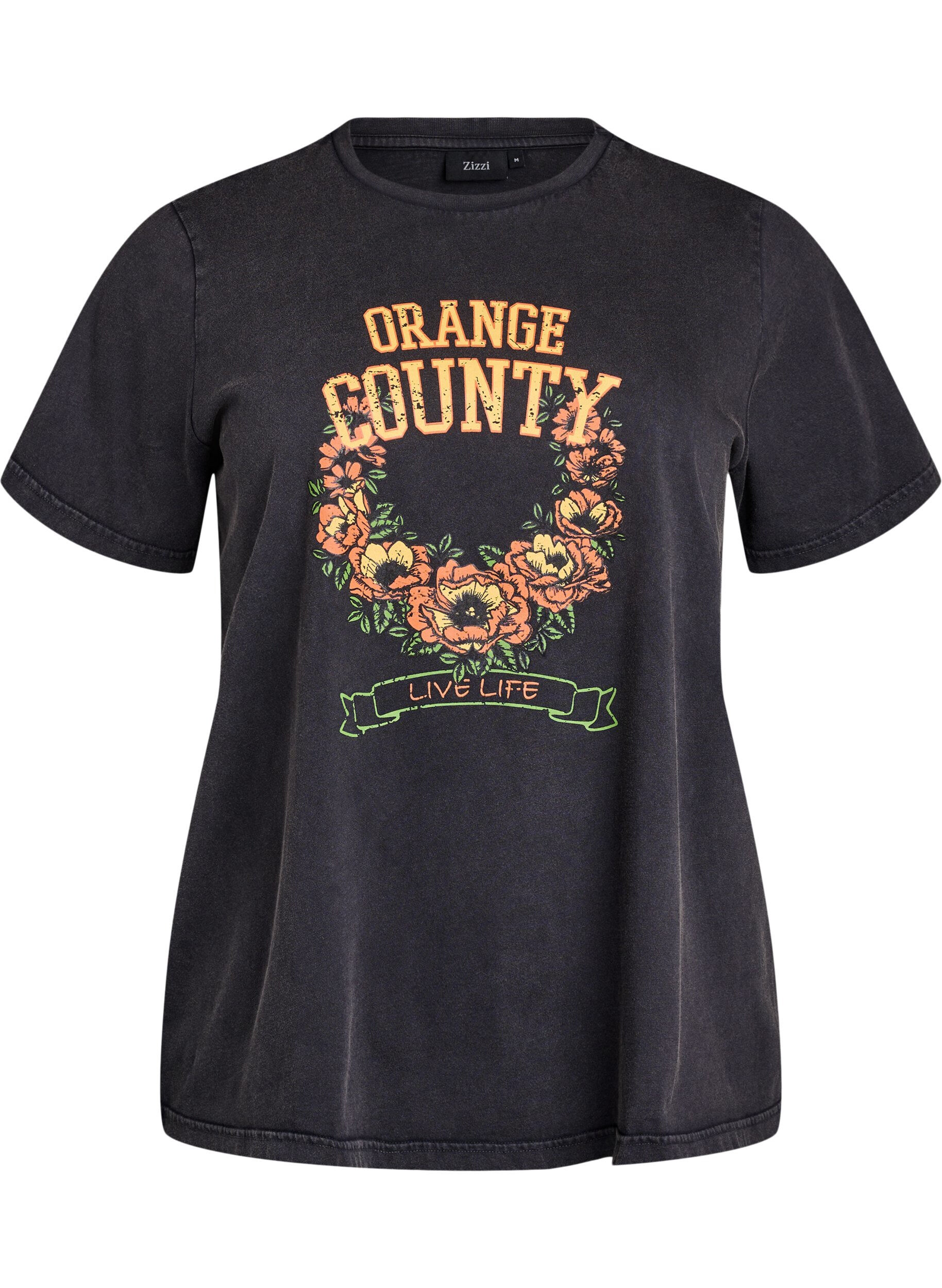 Zizzi Koszulka z bawelny organicznej z fajnym nadrukiem, Ciemnoszary, Packshot image number 0