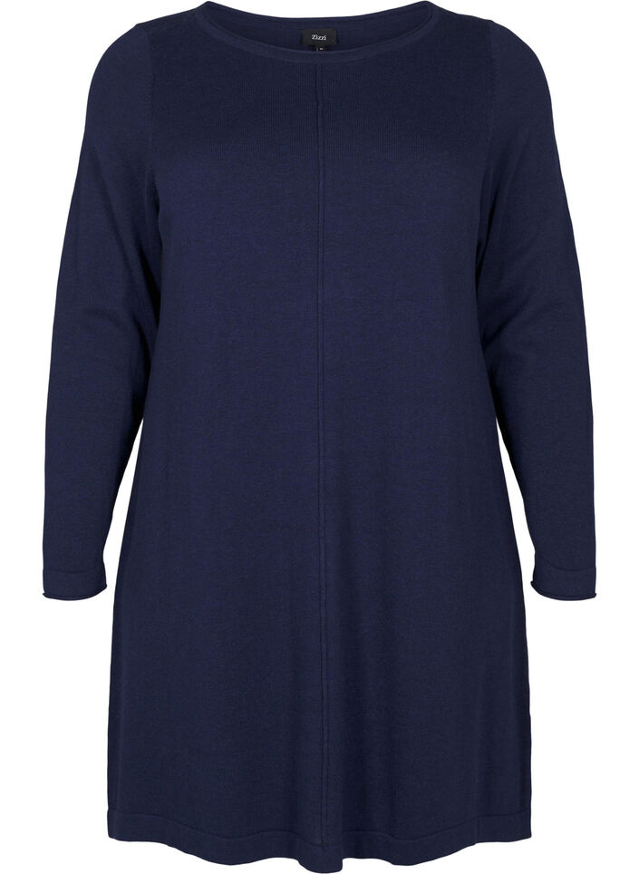 Dzianinowa sukienka z mieszanki bawelny i wiskozy, Niebieskie, Packshot image number 0