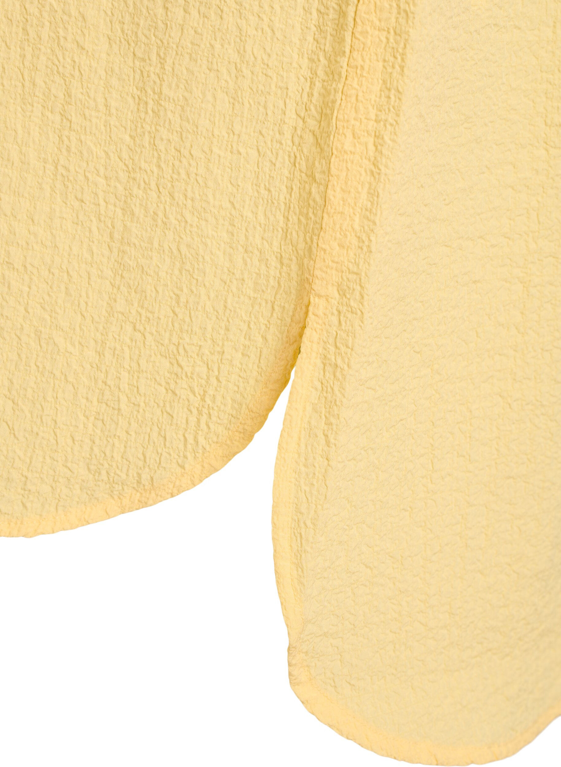 ZizziKr&oacute;tka sukienka o marszczonej fakturze z kr&oacute;tkimi rekawami, Ż&oacute;łty, Packshot image number 3