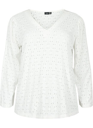 Azurowa bluzka z dekoltem w serek, Off White, Packshot image number 0